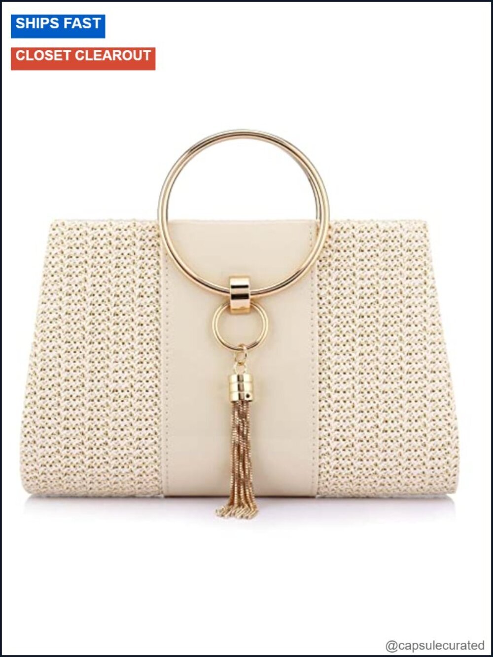 Straw Clutch Evening Bag Crossbody Chain Shoulder Purse